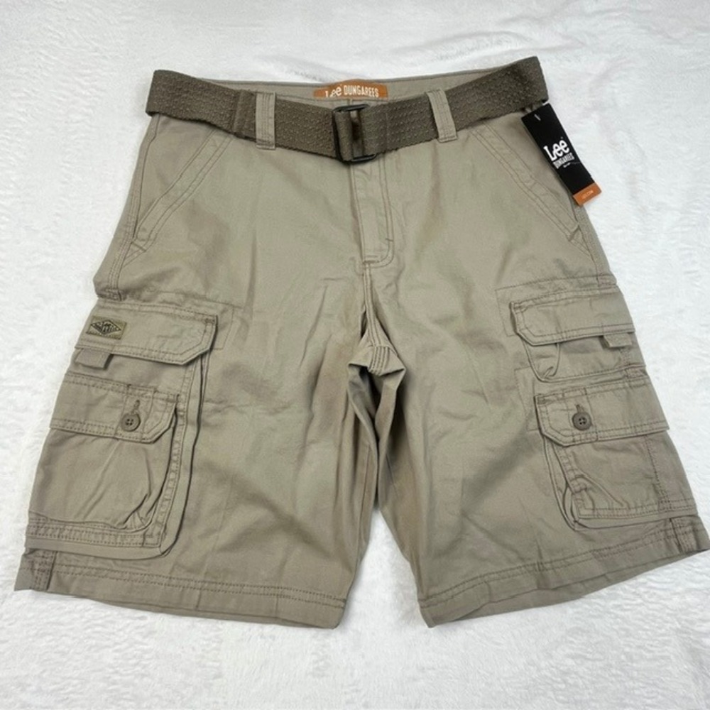 Lee Dungarees Mens‎ Cargo Shorts Size 32 Khaki Tan Cotton Belted 2182914 NEW